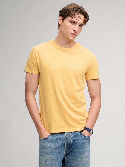 Superdry Cotton Essential Stacked Logo Embroidered T-shirt, Yellow