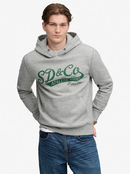 Superdry Cotton Rich Vintage Script Hoodie, Athletic Grey Marl, Athletic Grey Marl