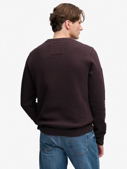 Superdry Cotton Rich Outdoor Stripe Logo Relaxed Sweatshirt, Chocolate Plum Brown - view 2, Chocolate Plum Brown