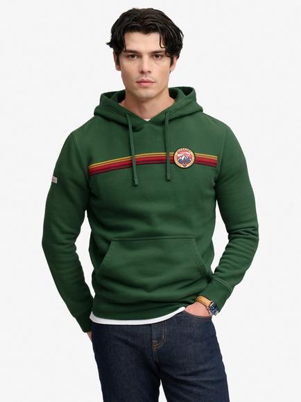 Superdry Cotton Rich Outdoors Stripe Logo Hoodie, Rich Boston Green, Rich Boston Green