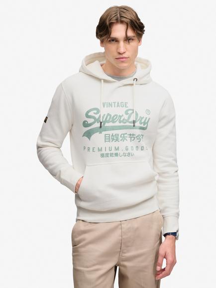 Superdry Cotton Rich Vintage Logo Classic Hoodie, Winter White, Winter White