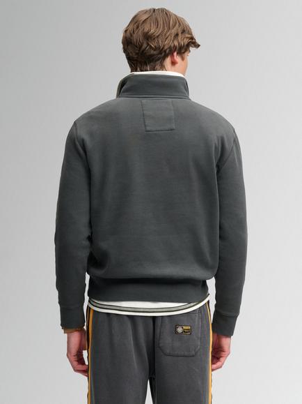Superdry Cotton Rich Tonal Half Zip Sweatshirt, Washed Black - view 2, Washed Black