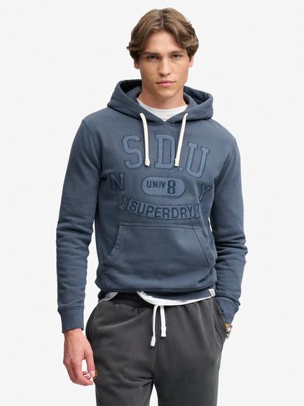 Superdry Cotton Rich Tonal Applique Hoodie, Richest Navy, Richest Navy