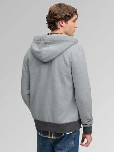 Superdry Cotton Blend SD & Co. Zip Through Hoodie, Storm Grey Heather - view 2, Storm Grey Heather