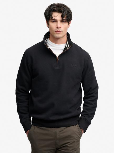 Superdry Cotton Rich Essential Serif Logo Half Zip Sweatshirt, Black, Black