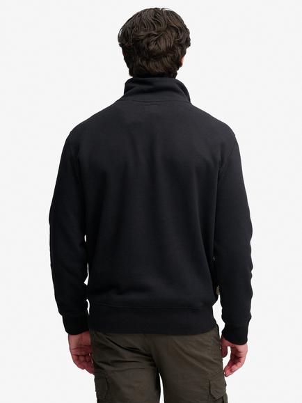 Superdry Cotton Rich Essential Serif Logo Half Zip Sweatshirt, Black - view 2, Black