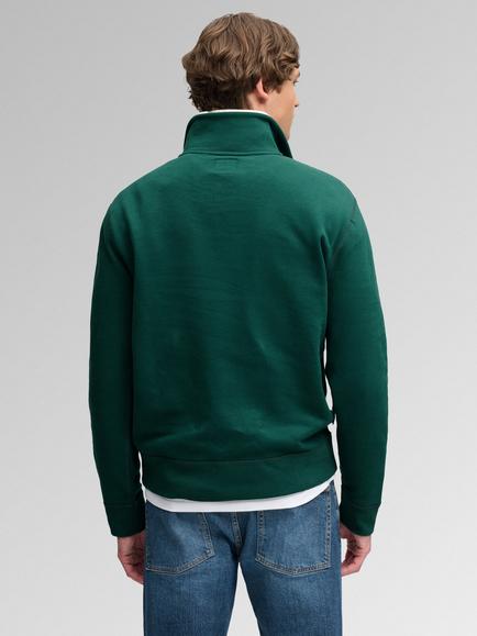 Superdry Cotton Blend Essential Serif Logo Half Zip Sweatshirt, Dark Navy - view 2, Varsity Green