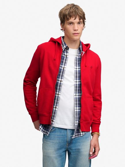 Superdry Cotton Blend Essential SD Co Logo Zip Hoodie, Base Red