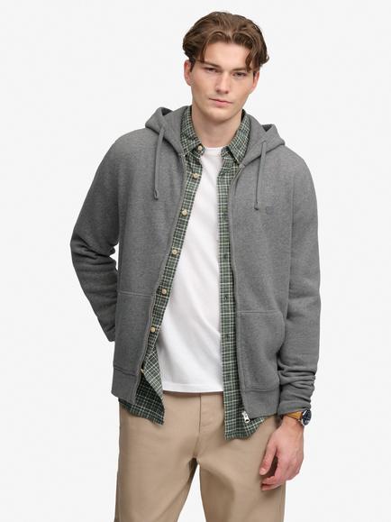 Superdry Cotton Blend Essential SD Co Logo Zip Hoodie, Drk Vintage Gry Marl
