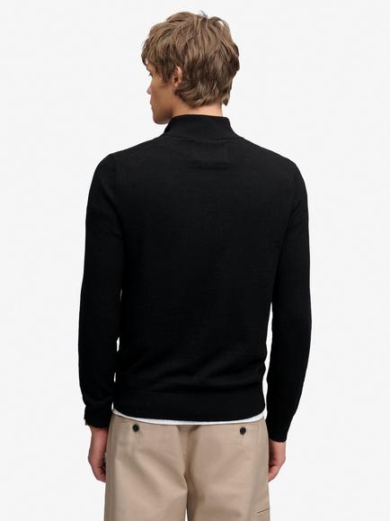 Superdry Essential Lightweight Cotton Wool Blend Half Zip Jumper, True Black - view 2, True Black