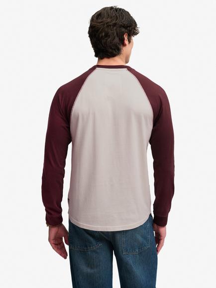 Superdry Cotton Vintage Athletic Baseball Top, White/Dark Oxblood - view 2, White/Dark Oxblood