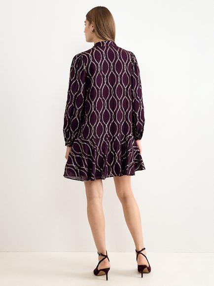 Phase Eight Vera Short Swing Fil Coupe Dress, Burgundy - view 2, Burgundy