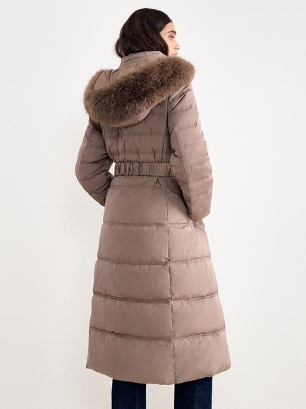 Phase Eight Dixie Long Fur Hood Puffer Coat, Neutral - view 2, Neutral
