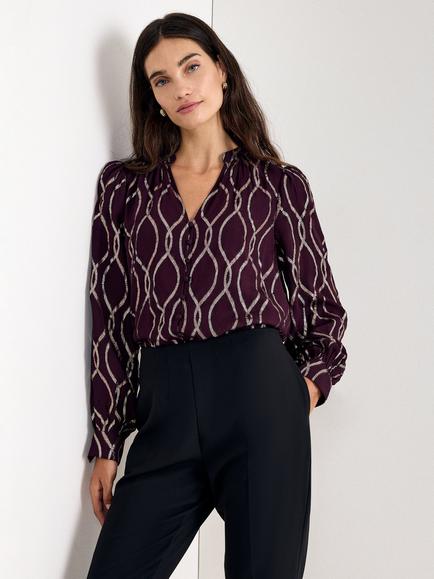 Phase Eight Kayleigh Abstract Metallic Top, Burgundy, Burgundy
