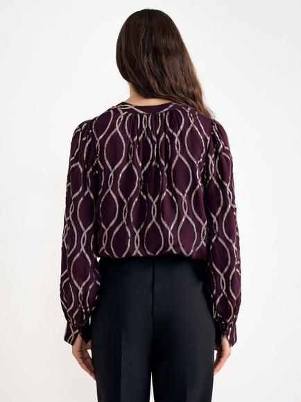 Phase Eight Kayleigh Abstract Metallic Top, Burgundy - view 2, Burgundy