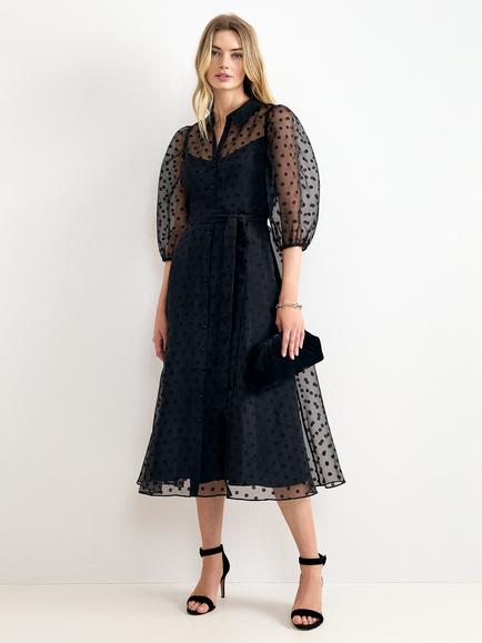 Phase Eight Agatha Spot Shirt Dress, Black, Black