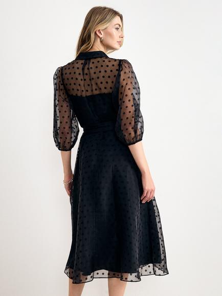 Phase Eight Agatha Spot Shirt Dress, Black - view 2, Black