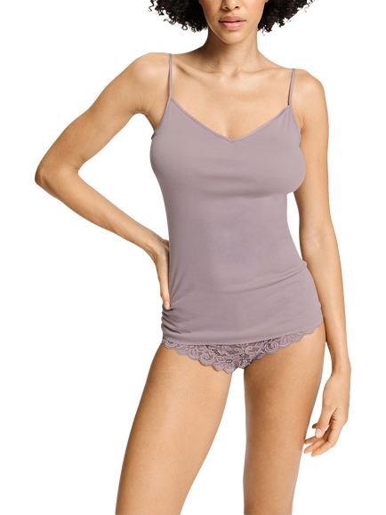 Hanro Cotton Seamless Spaghetti Top, Stormy Rose, Stormy Rose