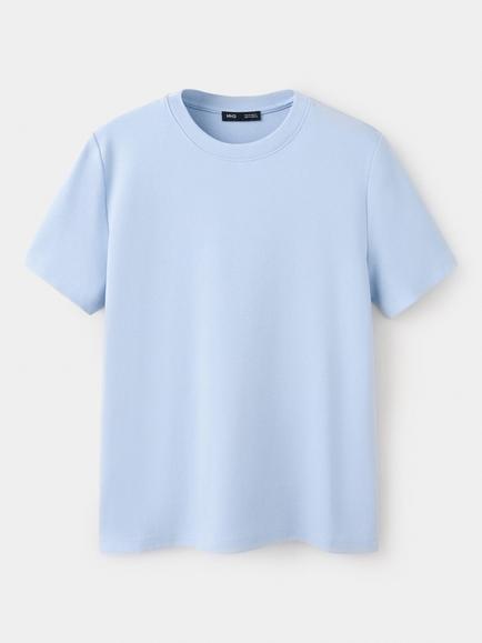 Mango Kids' Cotton Crew Neck Short Sleeve T-Shirt, Sky Blue, Sky Blue