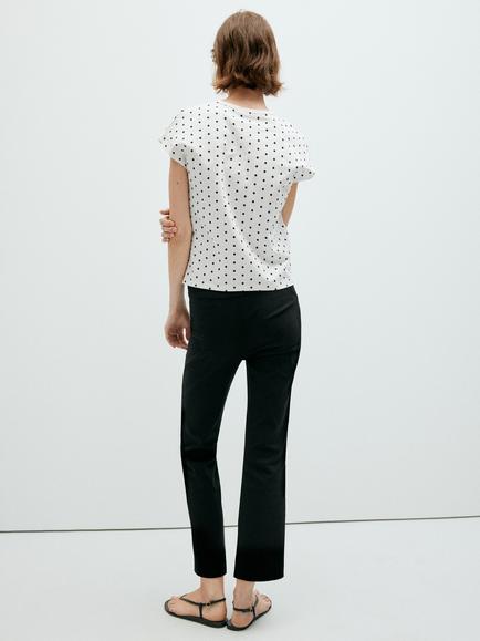 Mango Polka Dot Round Neck T-Shirt, White - view 2, White