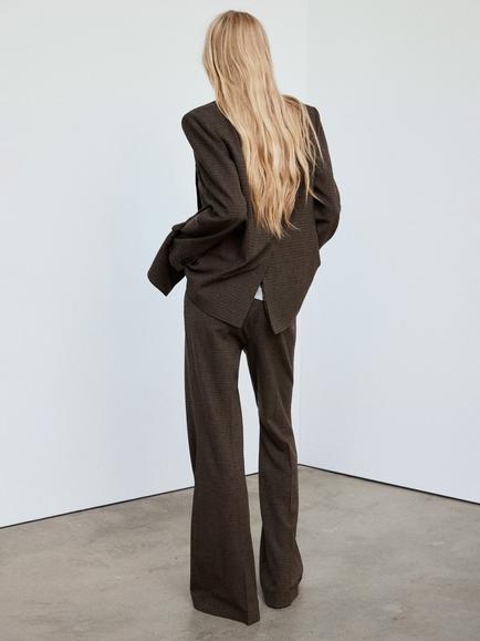 Mango High-Rise Wide-Leg Suit Trousers, Chocolate - view 2, Chocolate