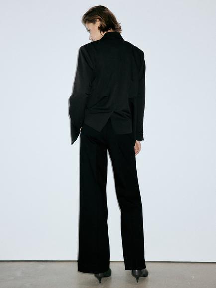 Mango High Rise Sailor Button Wide Leg Jeans, Black - view 2, Black