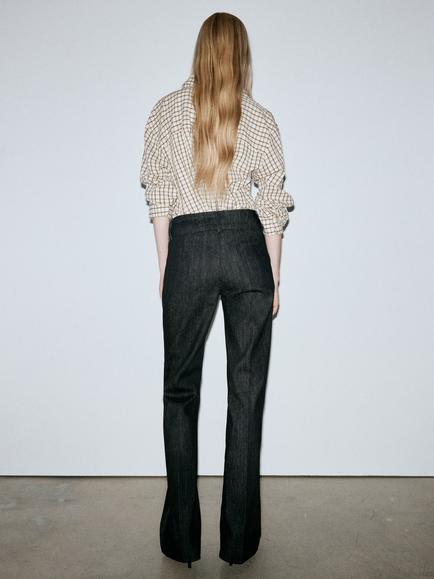 Mango Tailored Mid-Rise Flare Jeans - view 2, Black