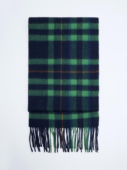 Mango Tartan Fringed Edge Scarf, Green, Green