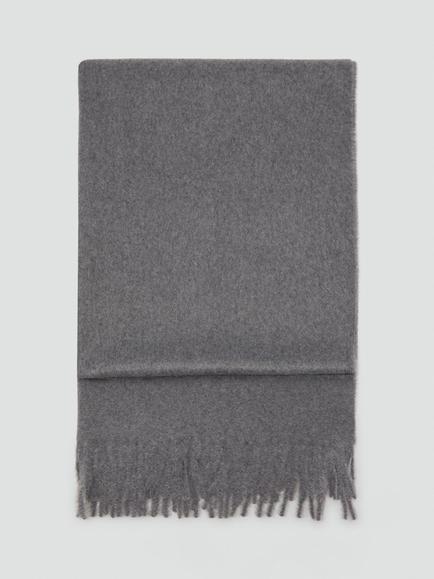 Mango Fringe Oversized Scarf, Dark Grey Melange - view 2, Dark Grey Melange