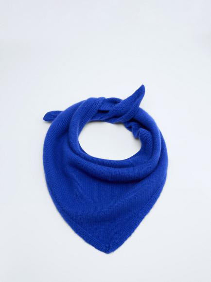 Mango Wool Blend with Cashmere Triangle Scarf, Blue - view 2, Blue