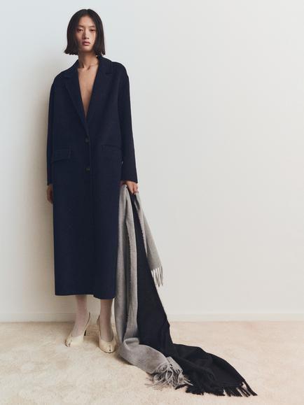 Mango Fringe Oversized Scarf, Black - view 2, Black