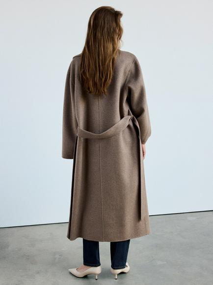 Mango Handmade Oversized Wool Blend Wrap Coat, Taupe - view 2, Taupe