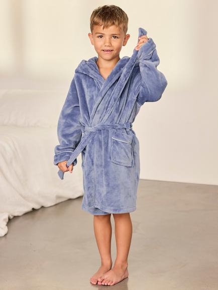 Chelsea Peers Kids' Fleece Hooded Dressing Gown, Blue, Blue