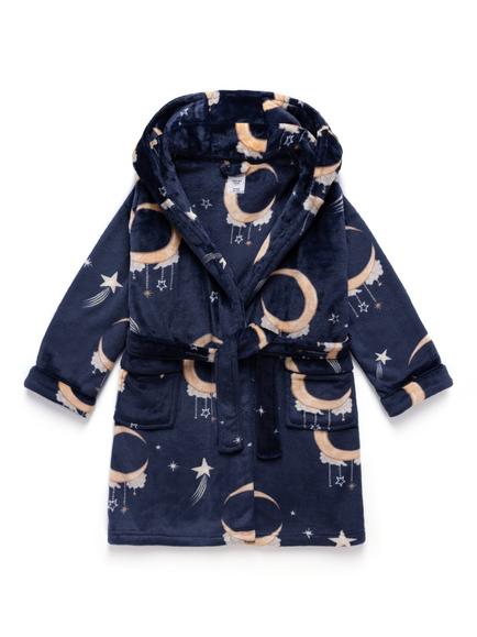 Chelsea Peers Kids' Fleece Lunar Print Dressing Gown, Navy, Navy