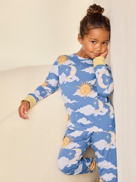 Chelsea Peers Kids' Dreamy Skies Pyjama Set, Blue - view 2, Blue