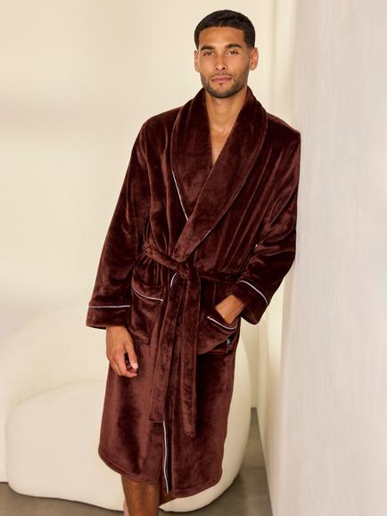 Chelsea Peers Embroidered Dressing Gown, Burgundy - view 2, Burgundy