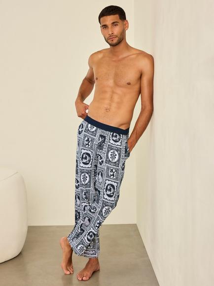 Chelsea Peers Cotton Once Upon A Time Tile Print Long Pyjama Bottoms, Off White, Off White