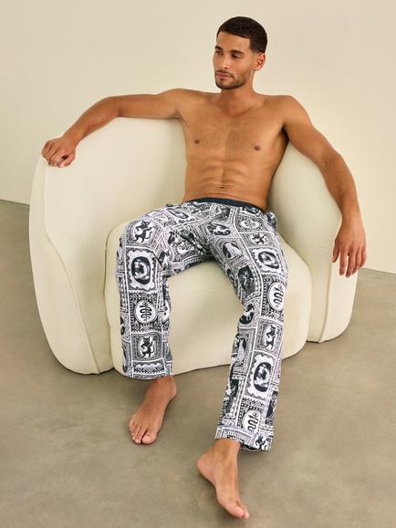 Chelsea Peers Cotton Once Upon A Time Tile Print Long Pyjama Bottoms, Off White - view 2, Off White