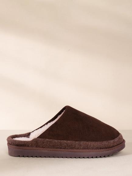 Chelsea Peers Mens Suede Cowhide Mule Slippers, Brown, Brown