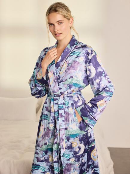 Chelsea Peers Dreamscape Kingdom Kimono Dressing Gown, Purple - view 2, Purple