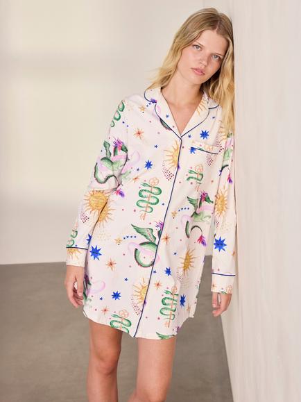 Chelsea Peers Mythical Dragon Nightshirt, Off White, Off White