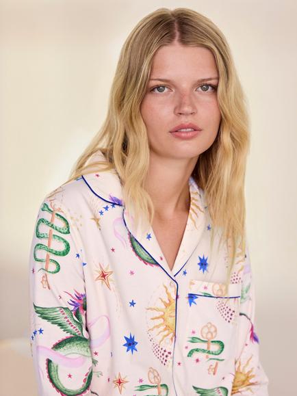 Chelsea Peers Mythical Dragon Nightshirt, Off White - view 2, Off White