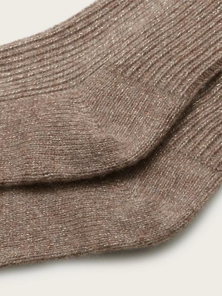 The White Company Sparkle Cashmere Bed Socks, Hot Cocoa - view 2, Hot Cocoa