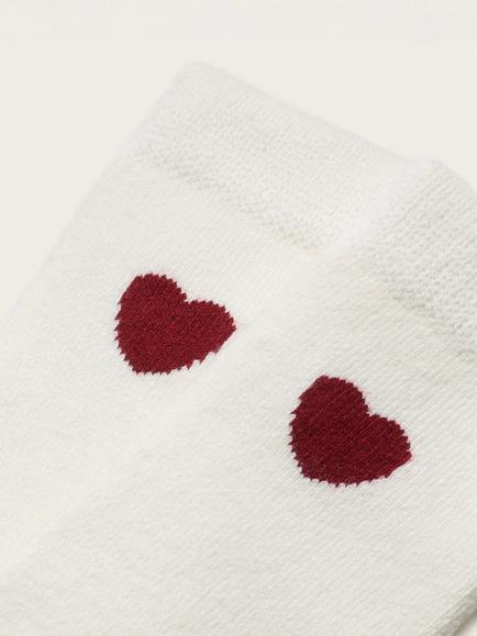The White Company Heart Motif Detail Wool Blend with Cashmere Bed Socks, Ivory - view 2, Ivory