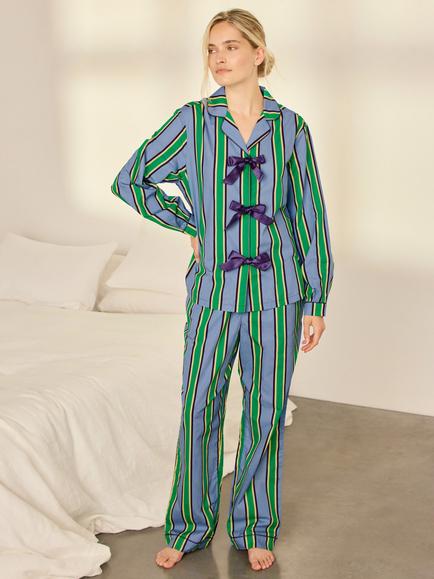 Chelsea Peers Jewel Stripe Button Pyjamas, Multi, Multi