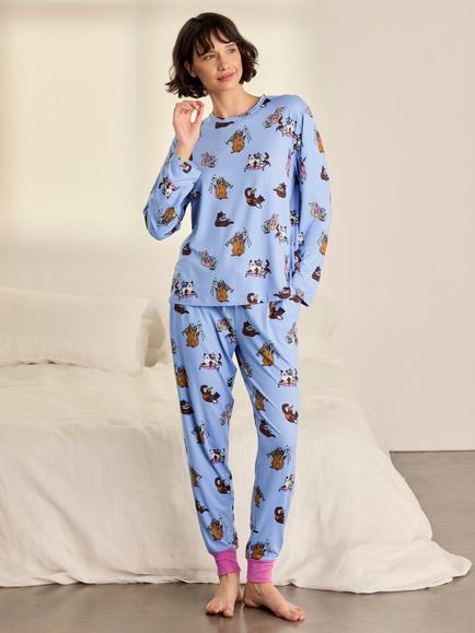 Chelsea Peers Princess Cats Long Pyjamas, Blue, Blue