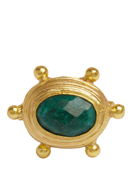 Ottoman Hands Zand Adjustable Emerald Ring, Gold, Green
