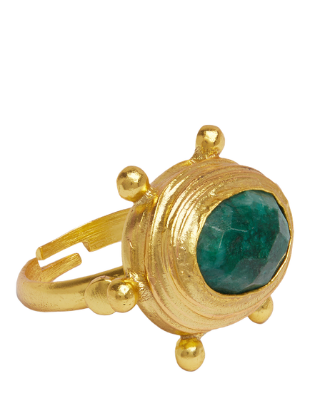 Ottoman Hands Zand Adjustable Emerald Ring, Gold - view 2, Green