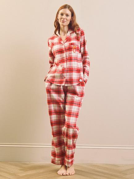 Their Nibs Classic Tartan Brushed Cotton Traditional Pyjama Set, Red, Red