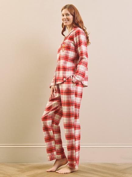 Their Nibs Classic Tartan Brushed Cotton Traditional Pyjama Set, Red - view 2, Red